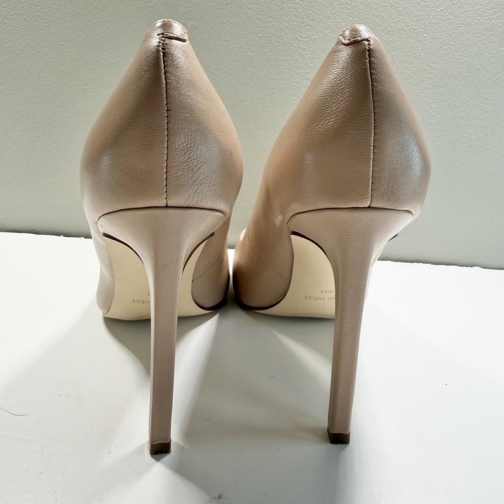 Nine West Women's Nude Leather Pumps 8 Pointed Toe Classic - Picture 4 of 9